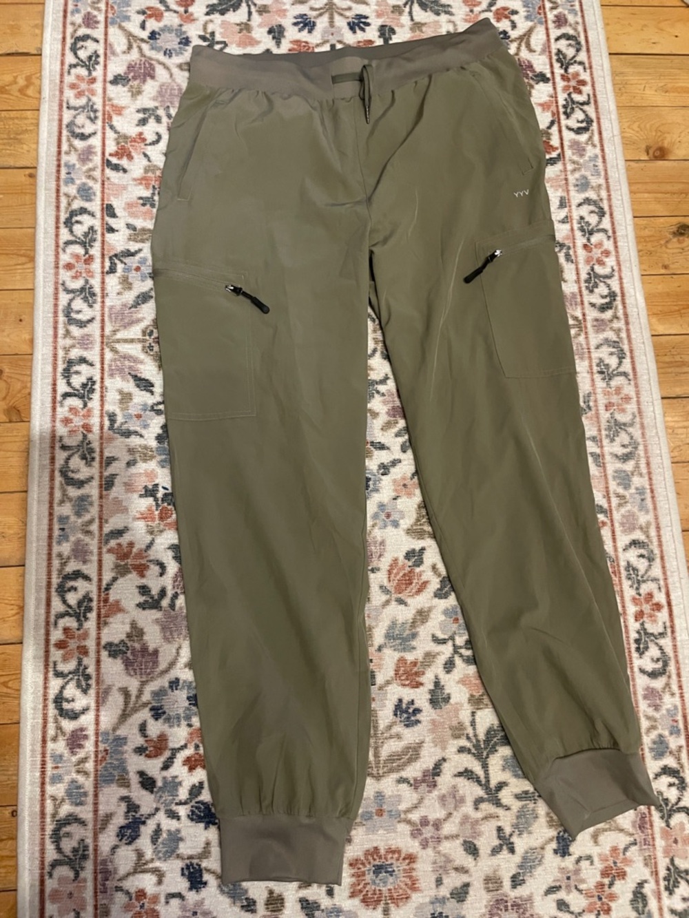 Olive Green Women's Performance Joggers with Zip Thigh Pockets